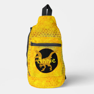 Personalised Gold Dinosaur Sling Bag