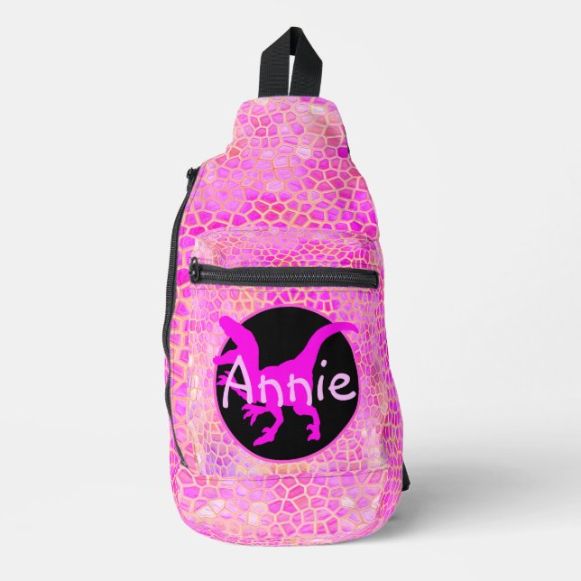 Personalised Gold Dinosaur Sling Bag (Front)