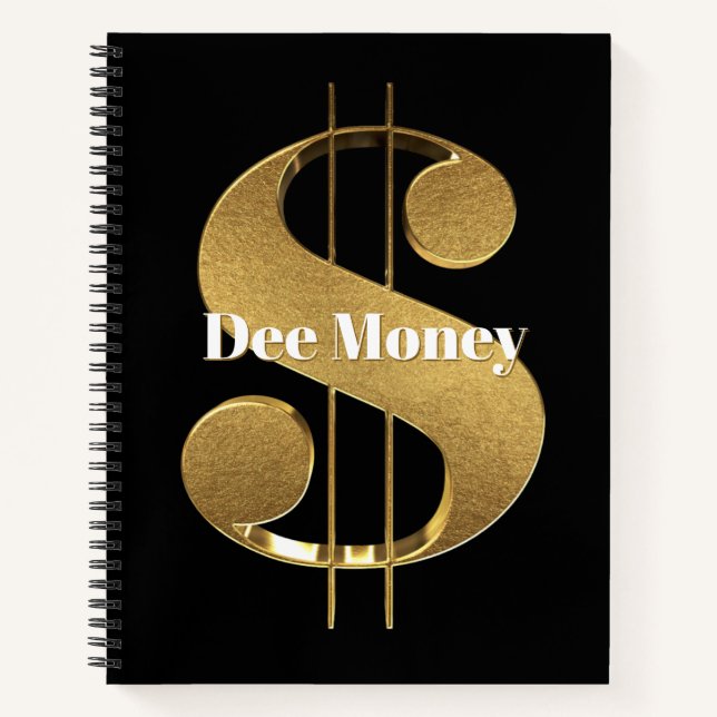 Personalised Gold Dollar Sign Notebook (Front)