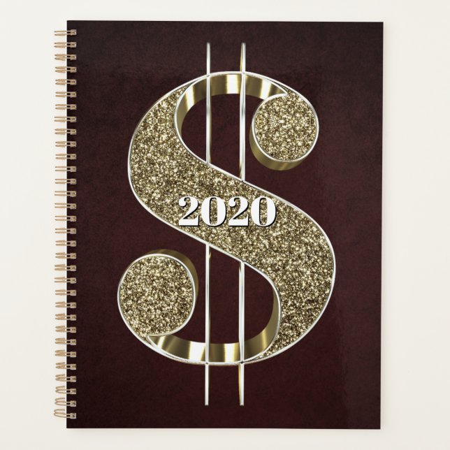 Personalised Gold Dollar Sign Planner (Front)