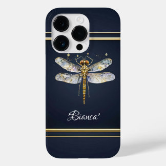 Personalised Gold Dragonfly iPhone 14 Pro Case