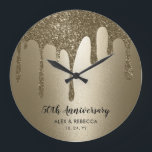 Personalised Gold Drips 50th Wedding Anniversary  Large Clock<br><div class="desc">Personalised Gold Drips 50th Wedding Anniversary Wall Clock</div>