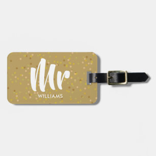 Personalised Gold Dust Confetti Mr Luggage Tag