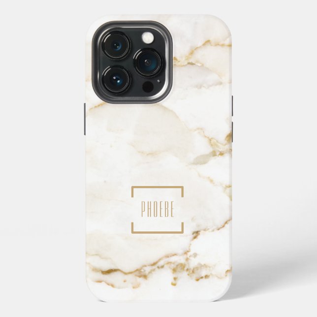 Personalised Gold Effect Marble Name iPhone Case (Back)