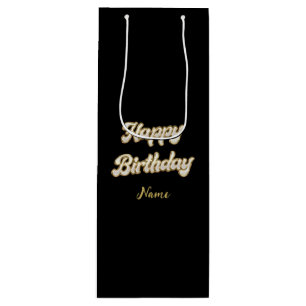 Personalised Gold Elegant Happy Birthday Gift Bag