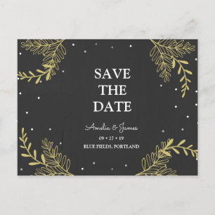 Personalised - Gold Ferns Save The Date Postcard