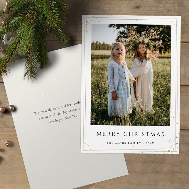 Personalised Gold Flame Merry Christmas Photo Card (Creator Uploaded)