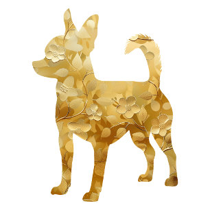 Personalised Gold Floral Chihuahua Return Address Label