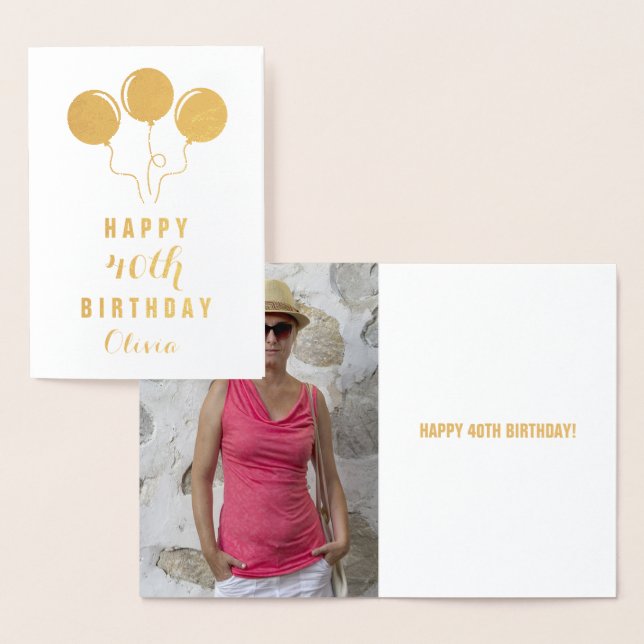 Personalised Gold Foil 40th Birthday Greeting Card (Display)