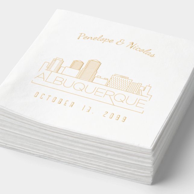 Personalised Gold Foil Albuquerque Wedding Napkins (Detail)
