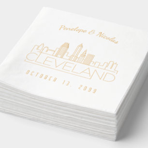 Personalised Gold Foil Cleveland Wedding Napkins