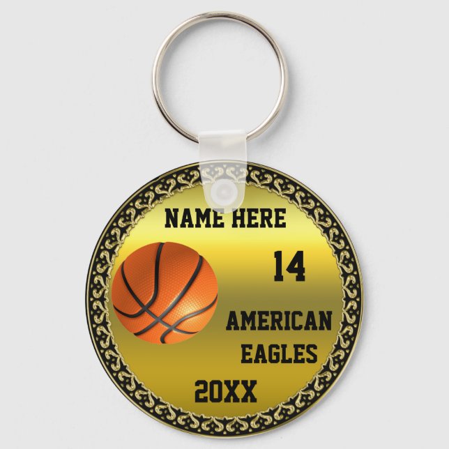 Personalised gold foil design basketball Keychain (Front)