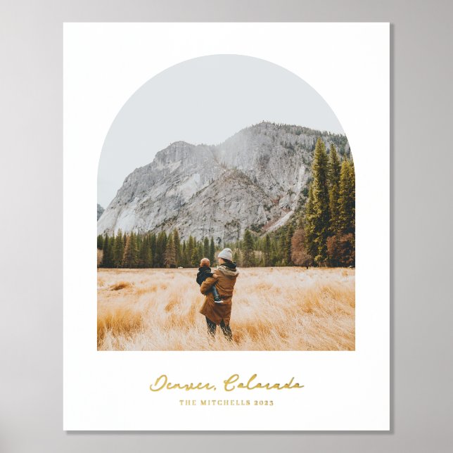 Personalised Gold Foil Family Name and Photo Foil Prints (Front)