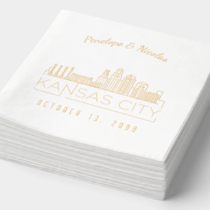 Personalised Gold Foil Kansas City Wedding Napkins