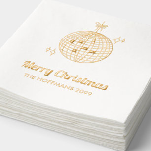 Personalised Gold Foil Retro Disco Xmas Napkins
