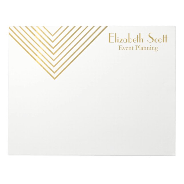 Personalised Gold Geometric Design Business Notepad (Front)