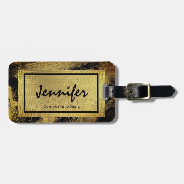 Personalised Gold Glam Luggage Tag (Front Horizontal)