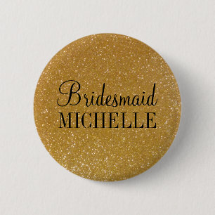 Personalised gold glitter bridesmaids buttons