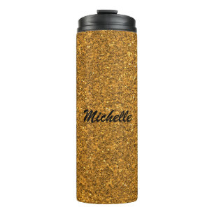 Personalised Gold Glitter Custom Name Thermal Tumbler