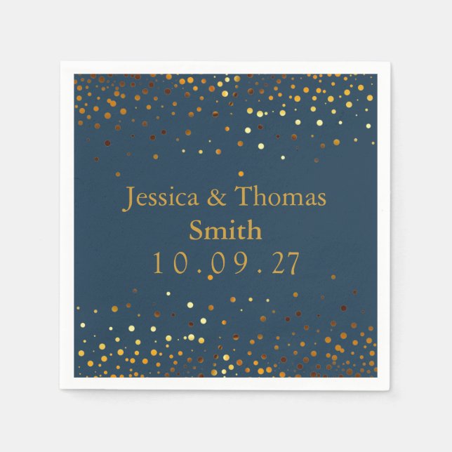 Personalised Gold Glitter Faux Foil  Napkin (Front)