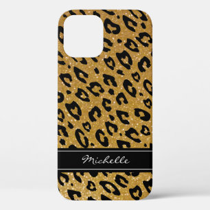 Personalised gold glitter leopard iPhone 6 case