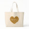 Personalised gold glitter love heart tote bag