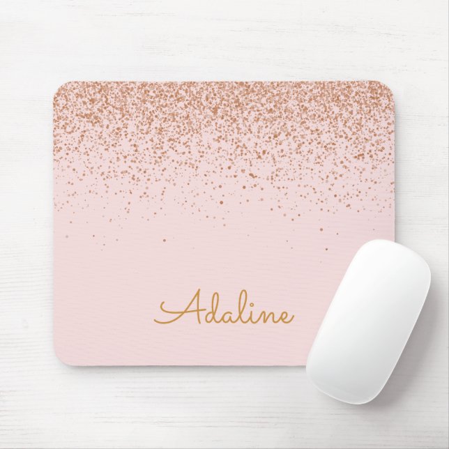 Personalised Gold Glitter Monogram Name Mouse Pad (With Mouse)