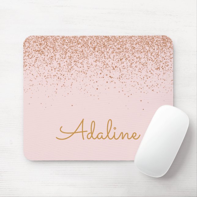 Personalised Gold Glitter Monogram Name Mouse Pad (With Mouse)