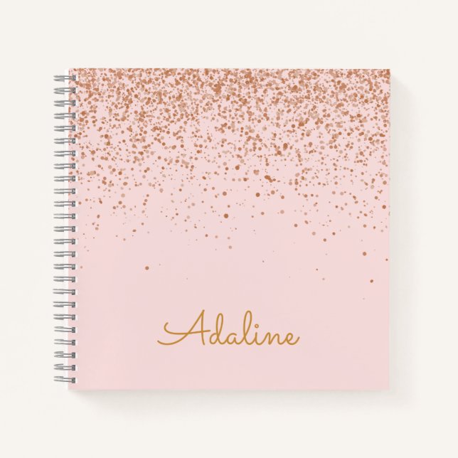 Personalised Gold Glitter Monogram Name Notebook (Front)