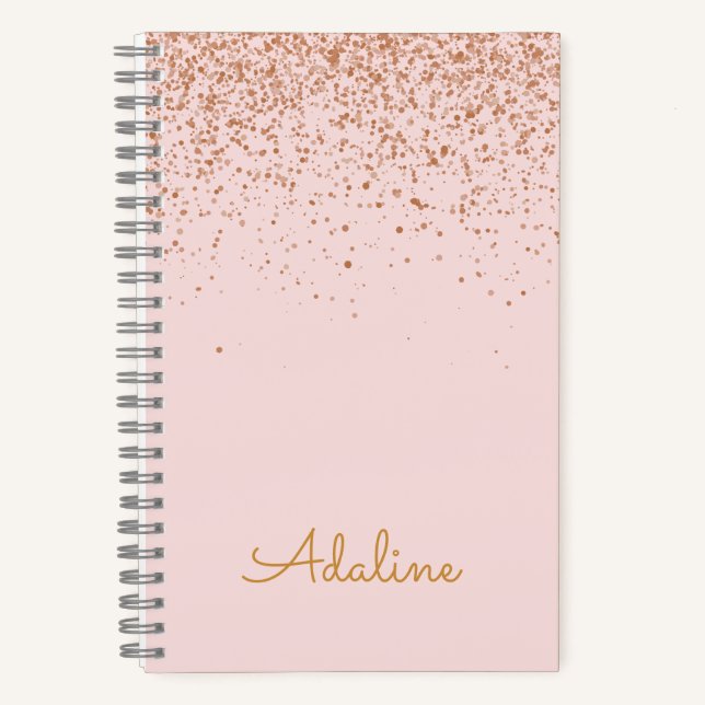 Personalised Gold Glitter Monogram Name Notebook (Front)