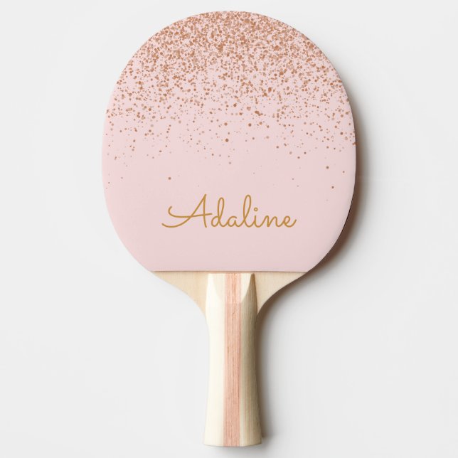 Personalised Gold Glitter Monogram Name Ping Pong Paddle (Front)