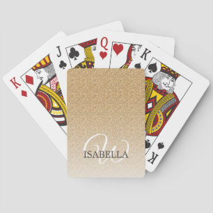Personalised Gold Glitter Ombre Name Monogram Playing Cards