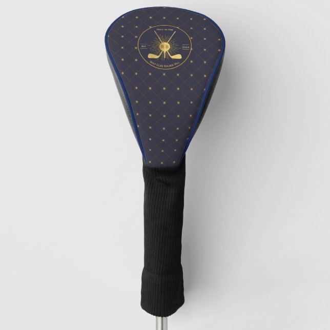 Personalised Gold Golf Clubs Golf Head Cover (Front)