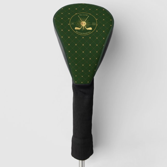 Personalised Gold Golf Clubs Head Cover (Front)