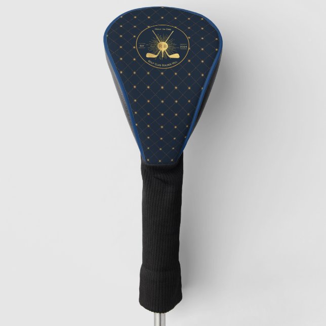 Personalised Gold Golf Clubs Head Cover (Front)