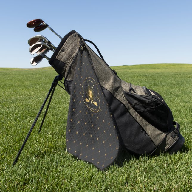 Personalised Gold Golf Clubs Towel (Green)