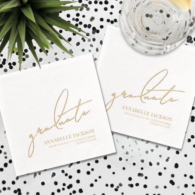 Personalised Gold Graduation Foil Napkins (Personalized Gold Graduation Foil Napkins)