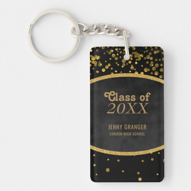 Personalised Gold Graduation | Your Name Class of Key Ring (Front)