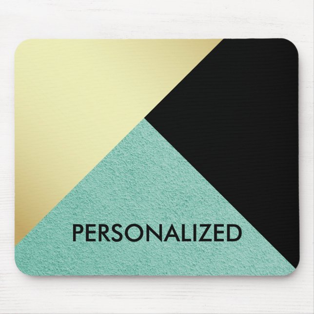Personalised Gold Green & Black Abstract Pattern Mouse Pad (Front)