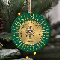 Personalised Gold Green Christmas Nutcracker
