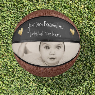 Personalised Gold Heart Detailed Mini Basketball