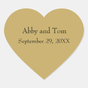 Personalised Gold Heart Stickers Wedding Valentine