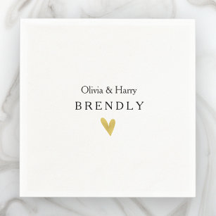 Personalised Gold Heart Wedding Paper Napkins