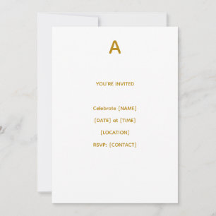 Personalised Gold Initial Birthday Invitation