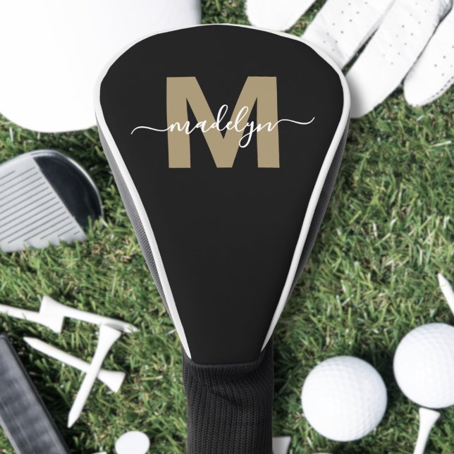 Personalised Gold Initial Name Monogram Golf Head Cover (Personalized Gold Initial Name Monogram Golf Head Cover)