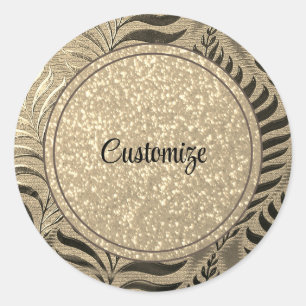 Personalised Gold Leaf Motif 2 Classic Round Sticker