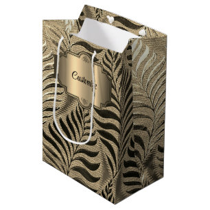 Personalised Gold Leaf Motif Medium Gift Bag