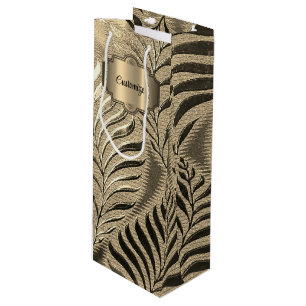 Personalised Gold Leaf Motif Wine Gift Bag