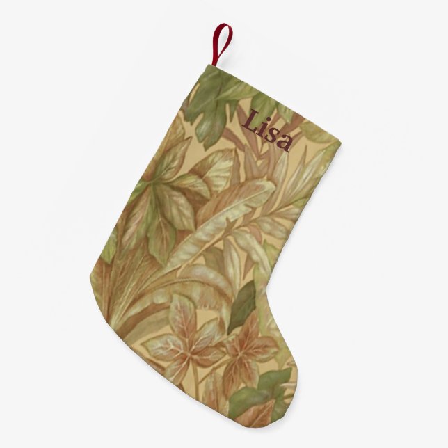 Personalised Gold Leaves Christmas Stocking (Front (Hanging))
