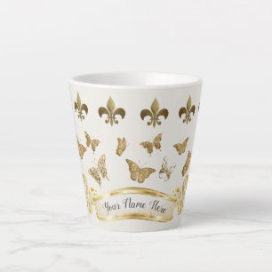 Personalised gold look Fleur de Lis Butterfly Mug